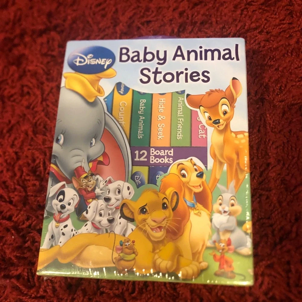 Sealed New Disney Baby Animal Storybook 12 Board Book Set My First Library